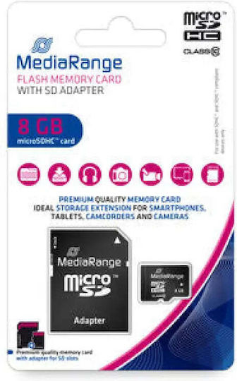 MediaRange SDHC 8GB Class 10 10MB/s Memory Card with Adapter view 2