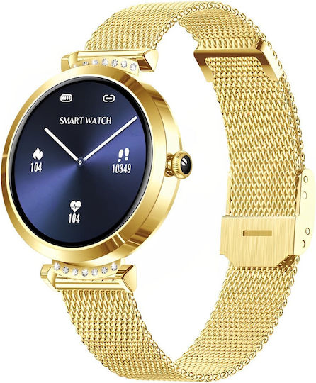 Smartwatch Lady's Diamond Idealstore Screen Size 1.9" Water Resistant Bluetooth Heart Rate Monitor Blood Oxygen Call Text Notifications Multi Sport Compatible Ios Android Gold