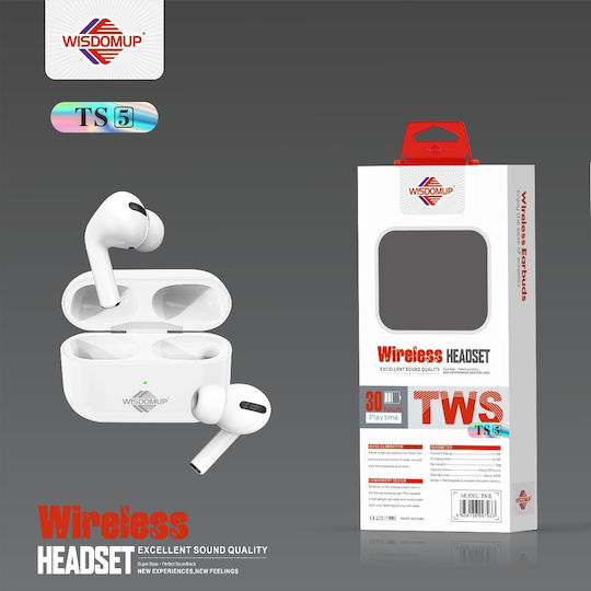WisdomUp TWS-05 In-ear Bluetooth Handsfree Earphones with Charging Case White view 2