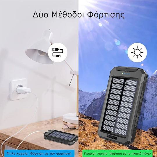 Solar Solar Power Bank 8000mAh with 2 USB-A Ports Black view 2