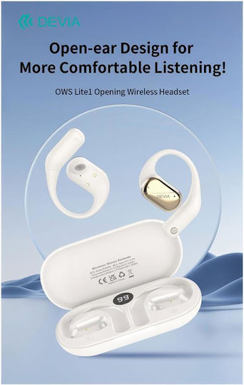 Devia EM406 OWS Lite1 Open Ear Bluetooth Handsfree Earphones with Charging Case White view 2