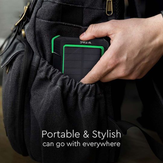 V-TAC Solar Power Bank 10000mAh 10W with USB-A Port Black vue 9