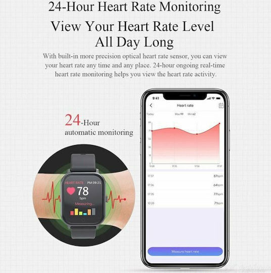 T55 Jinl Smartwatch with Heart Rate Monitor (Black) vue 4