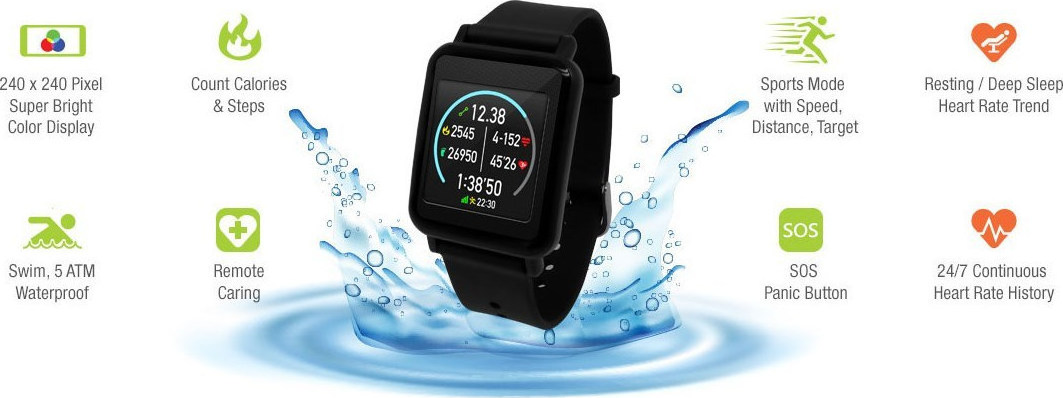 Mobile Action Q-82 Smartwatch with Heart Rate Monitor (Black) view 6