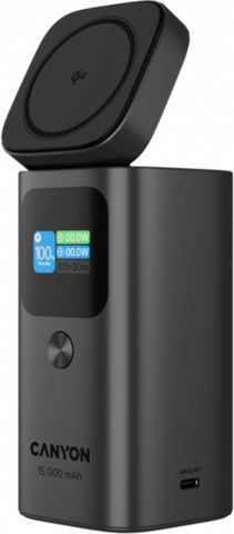 Canyon OnPower MagSafe 15000mAh 100W with USB-A Port and 2 USB-C Ports Power Delivery Black view 3