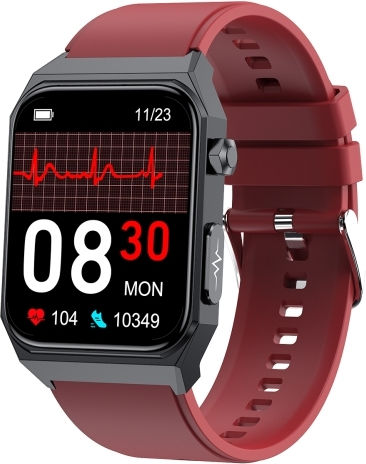 E530 1.91 Inch Ip68 Waterproof Silicone Band Smart Watch Supports Ecg Non-invasive Blood Sugar Red