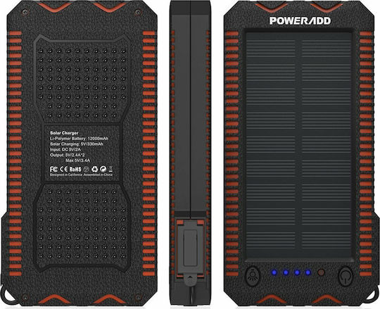 Poweradd Apollo 2 Solar Power Bank 12000mAh 18W with 2 USB-A Ports Black view 7