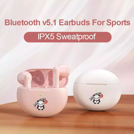 Nubi QT5 Angry Bear In-ear Bluetooth Handsfree Earphones with Charging Case Pink vue 3