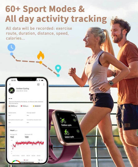 Tensky ID208 Smartwatch with Heart Rate Monitor (Purple) vue 4