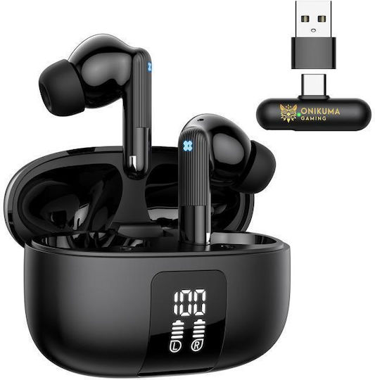 Onikuma TX612 In-ear Bluetooth Handsfree Earphones with Sweat Resistance and Charging Case Black view 1