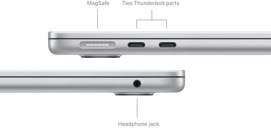 Apple MacBook Air 13" (2024) 13.6" Retina Display (M3-8-core/24GB/512GB SSD) Silver (DE Keyboard) vue 7