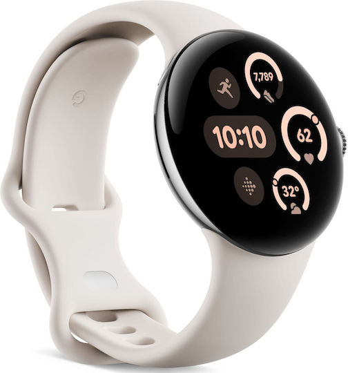 Google Pixel Watch 3 Aluminium 41mm Waterproof with Heart Rate Monitor (Polished Silver Aluminum case / Porcelain Active Band) view 7