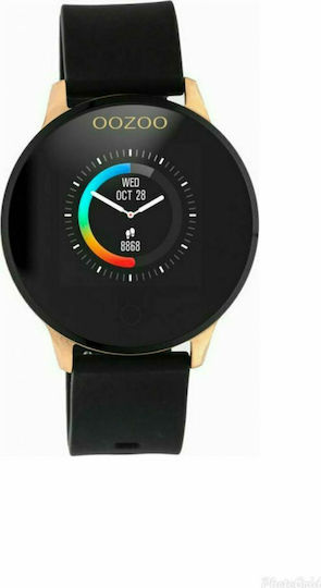 Oozoo Q00114 Stainless Steel 43mm Smartwatch with Heart Rate Monitor (Black / Gold) view 1