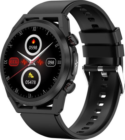 Et310 1.39 Inch Ips Screen Ip67 Waterproof Silicone Band Smart Watch Support Body Temperature Monitoring Ecg Black