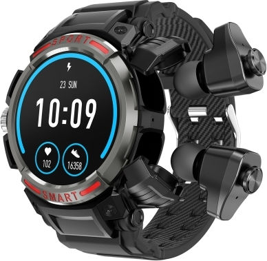 Ovisen Gt100 1.39 Inch Tft Screen 2 In 1 Bluetooth Headset Smart Watch Support Blood Oxygen Monitoring Bluetooth Music Grey