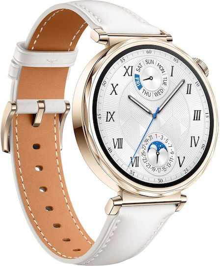 Huawei Watch GT 5 41mm Waterproof with Heart Rate Monitor (White Leather Strap) view 3