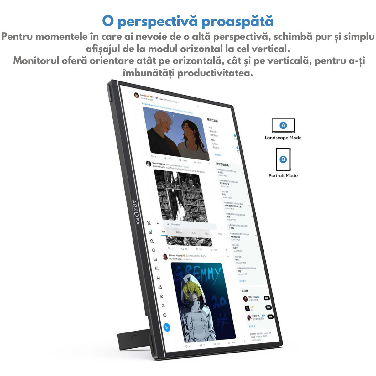Qova Arzopa A1S IPS HDR Portable Monitor 14" FHD 1920x1080 with 25ms Response Time GTG view 7
