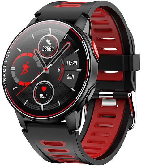 Men's Sports Smartwatch Nubi Rs6 Heart Rate Calories Blood Pressure Notifications Ip68 Waterproof Red view 1