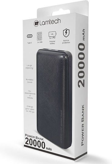 Lamtech LAM112112 Power Bank 20000mAh with 2 USB-A Ports Black vue 6