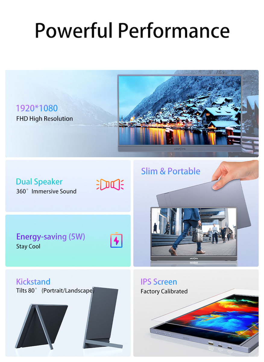 Arzopa A1S IPS HDR Portable Monitor 14" FHD 1920x1080 view 5
