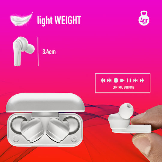 NGS Artica Bloom In-ear Bluetooth Handsfree Earphones with Charging Case White view 5