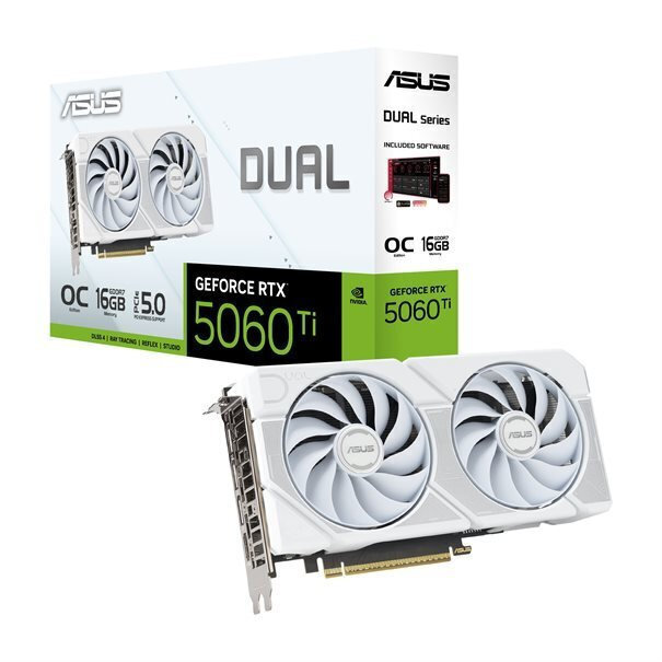 Asus GeForce RTX 5060 Ti 16GB GDDR7 Dual White OC Graphics Card 90YV0MH6-M0NA00 view 1