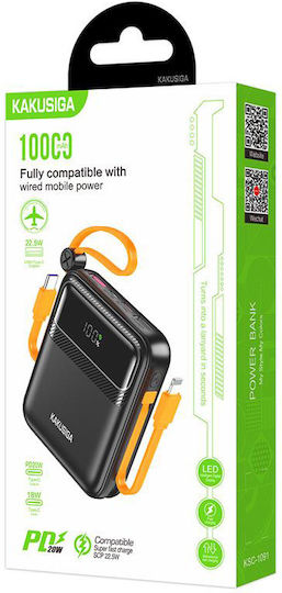 Kakusiga KSC-1091 Power Bank 10000mAh 22.5W with 2 USB-A Ports and USB-C Power Delivery Port Black vista 2