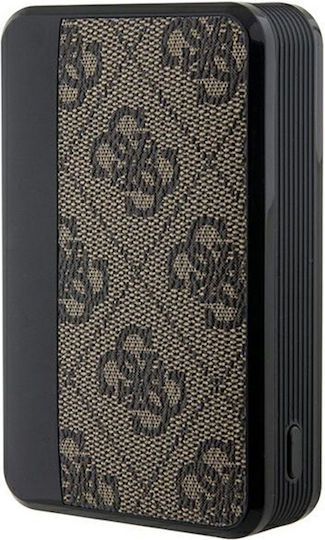 Guess Metal Logo Power Bank 10000mAh 18W with USB-A Port and USB-C Port Brown vue 4