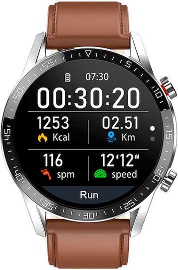 Nubi L13 Smartwatch with Heart Rate Monitor (Brown / Leather Strap) view 4