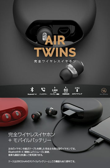 Yell Air Twins In-ear Bluetooth Handsfree Earphones with Charging Case Black vue 2