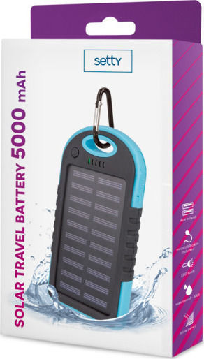 Setty Solar Power Bank 5000mAh with 2 USB-A Ports Blue view 2