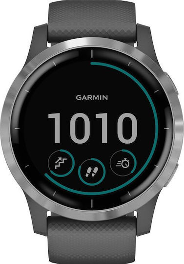 Garmin Vivoactive 4 Stainless Steel 45mm Waterproof Smartwatch with Heart Rate Monitor (Shadow Gray/Silver)