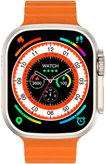 DT NO.1 DT8 Ultra Aluminium 43mm Smartwatch with Heart Rate Monitor (Orange) view 1