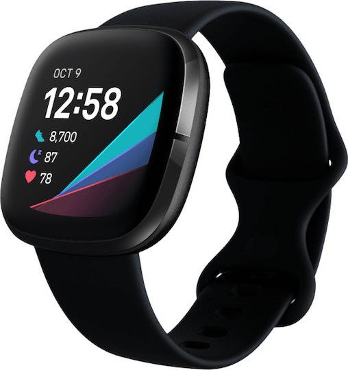 Fitbit Sense Aluminium 40mm Waterproof Smartwatch with Heart Rate Monitor (Carbon/Graphite Stainless Steel) vista 2