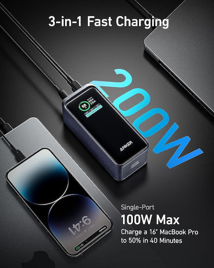 Anker 735 Prime Power Bank 20000mAh 200W with USB-A Port and 2 USB-C Ports Silver vue 2