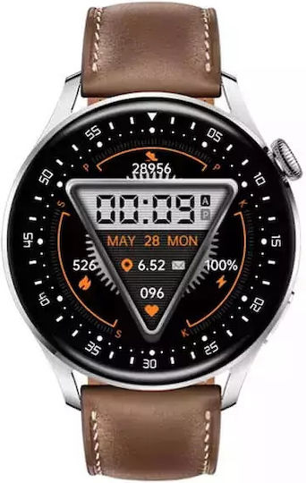 D3 Pro Stainless Steel 46mm Smartwatch with Heart Rate Monitor (Brown) view 3