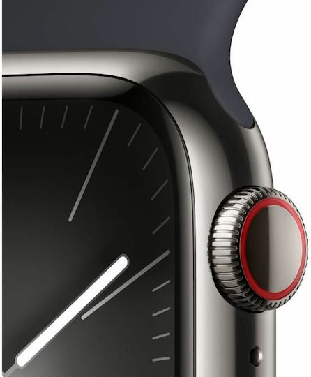 Apple Watch Series 9 Cellular Stainless Steel 41mm Waterproof with eSIM and Heart Rate Monitor (Gold with Clay Sport Band (S/M)) view 5