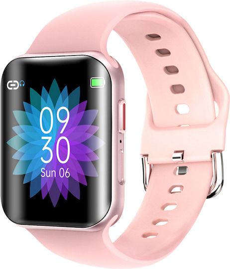 Smartwatch Pro Detail Idealstore 1.54 Inch Curved Screen Water Resistant Compatible Ios Android Voice Call Heart Rate Sleep Monitoring Pink Sport Mode view 1