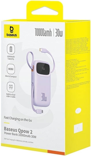 Baseus QPow 2 Power Bank 10000mAh 30W with USB-A Port and USB-C Port Purple view 8