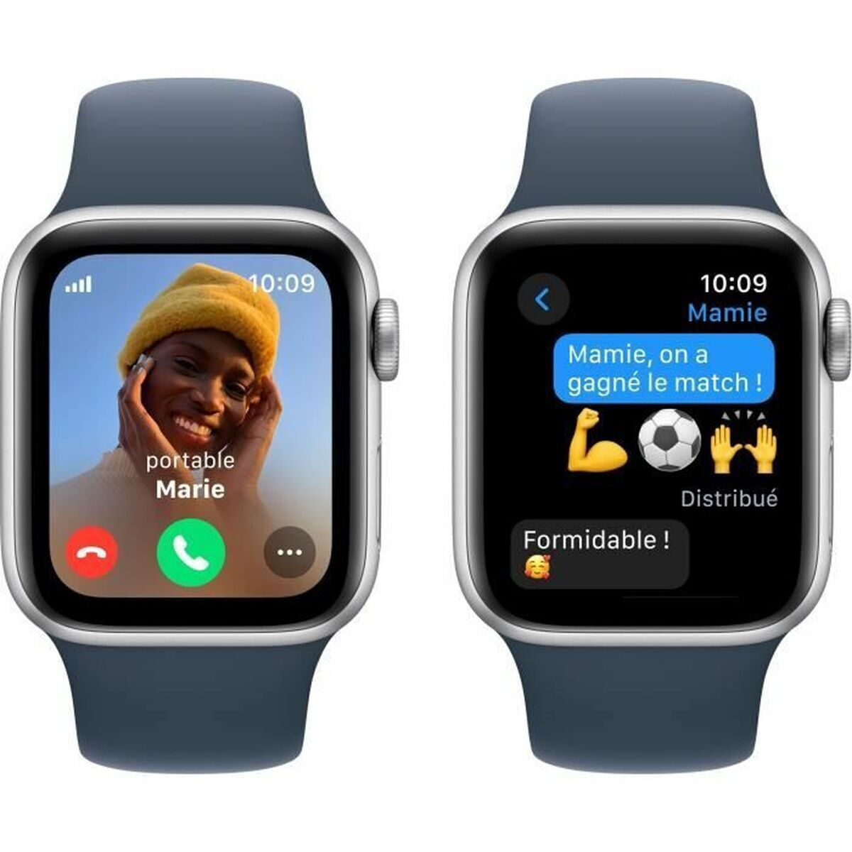 Apple Watch SE 2023 Cellular Aluminum 40mm Waterproof with eSIM and Heart Rate Monitor (Silver with Storm Blue Sport Band - M/L) view 3