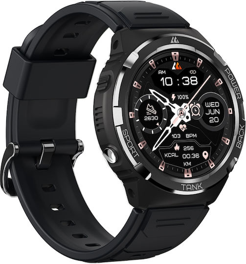 Kospet Tank S1 Smartwatch with Heart Rate Monitor (Black Case / Black Silicone Strap) view 2
