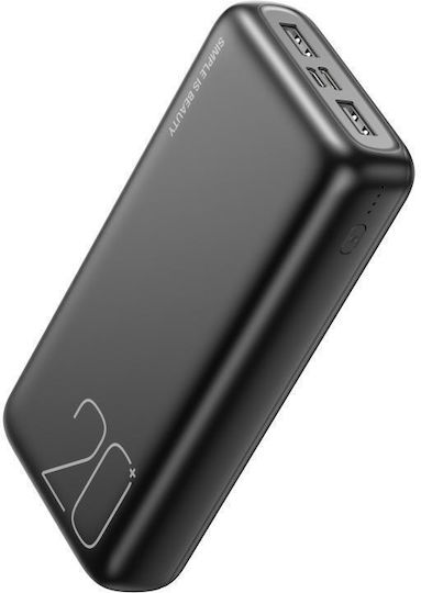 XO PR183 Power Bank 20000mAh with 2 USB-A Ports and USB-C Port Black