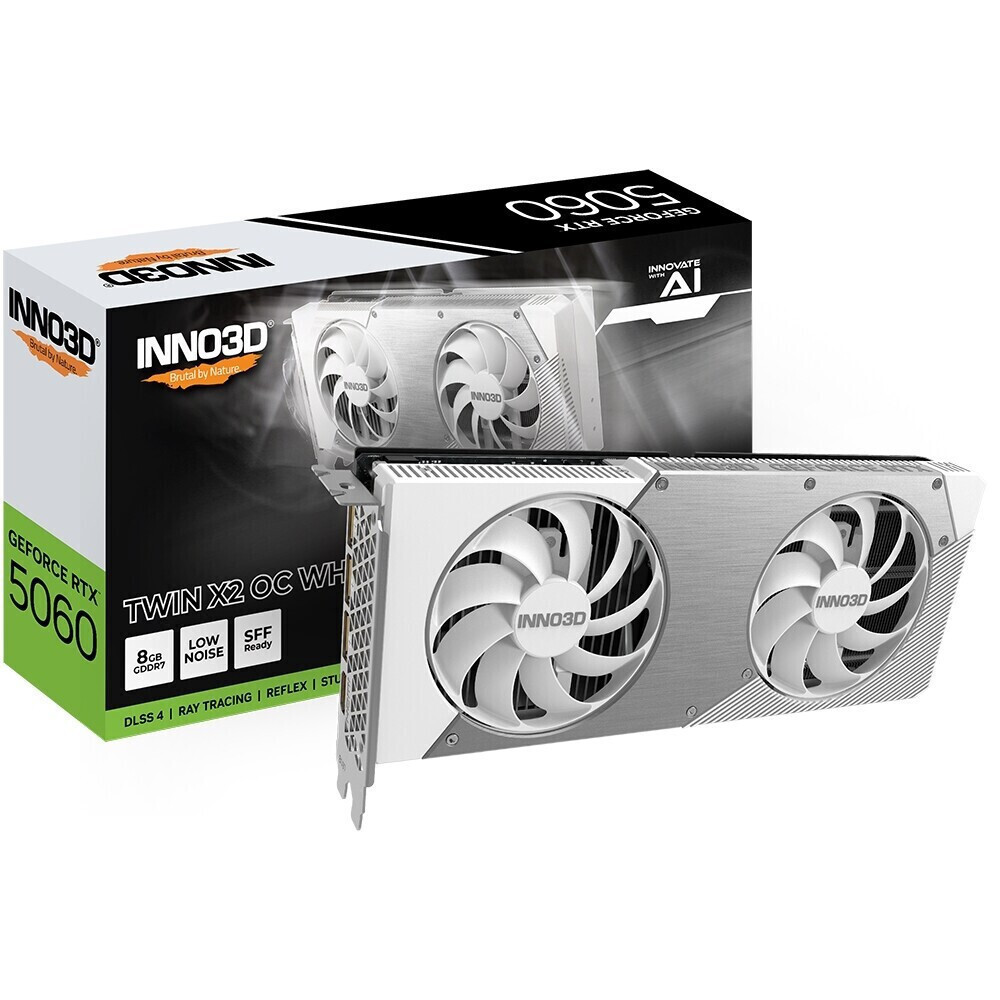 Inno 3D GeForce RTX 5060 8GB GDDR7 Twin X2 OC White Graphics Card N50602-08D7X-195070W view 1