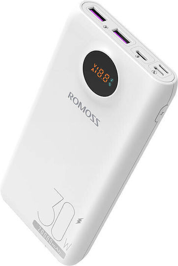 Romoss SW20S Pro Power Bank 20000mAh 30W with 2 USB-A Ports and USB-C Port Quick Charge 4.0 White vue 2