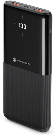 Forcell F-Energy P10k1 Power Bank 10000mAh 20W with 2 USB-A Ports and USB-C Port Power Delivery / Quick Charge 3.0 Black view 1