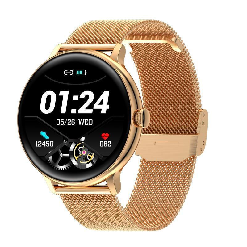 Smartwatch Q71 Pro Tft 1.28 Inch Display Steel Strap Bluetooth Call Support Menstrual Cycle Reminder Gold