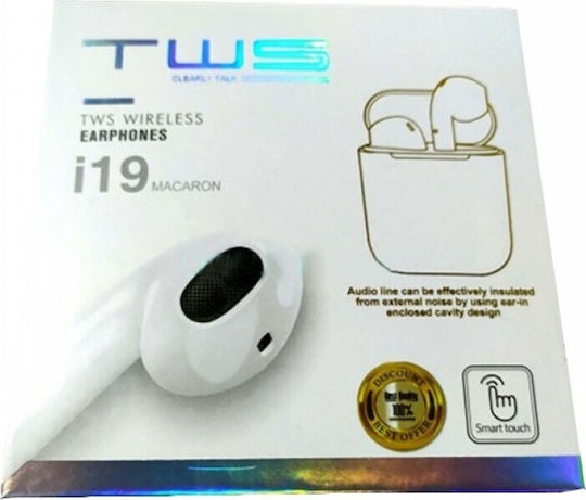 I19 Earbud Bluetooth Handsfree Earphones with Charging Case White view 2