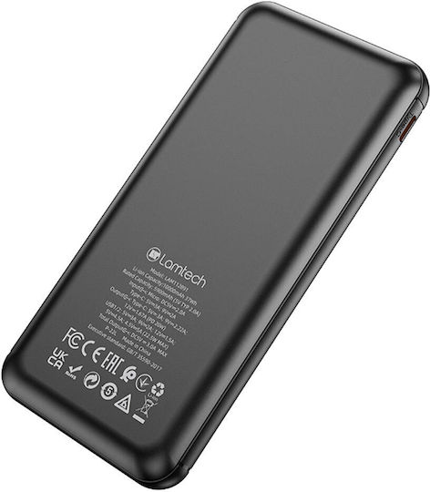 Lamtech Power Bank 10000mAh 22.5W with 2 USB-A Ports and USB-C Port Power Delivery / Quick Charge 3.0 Black vue 4