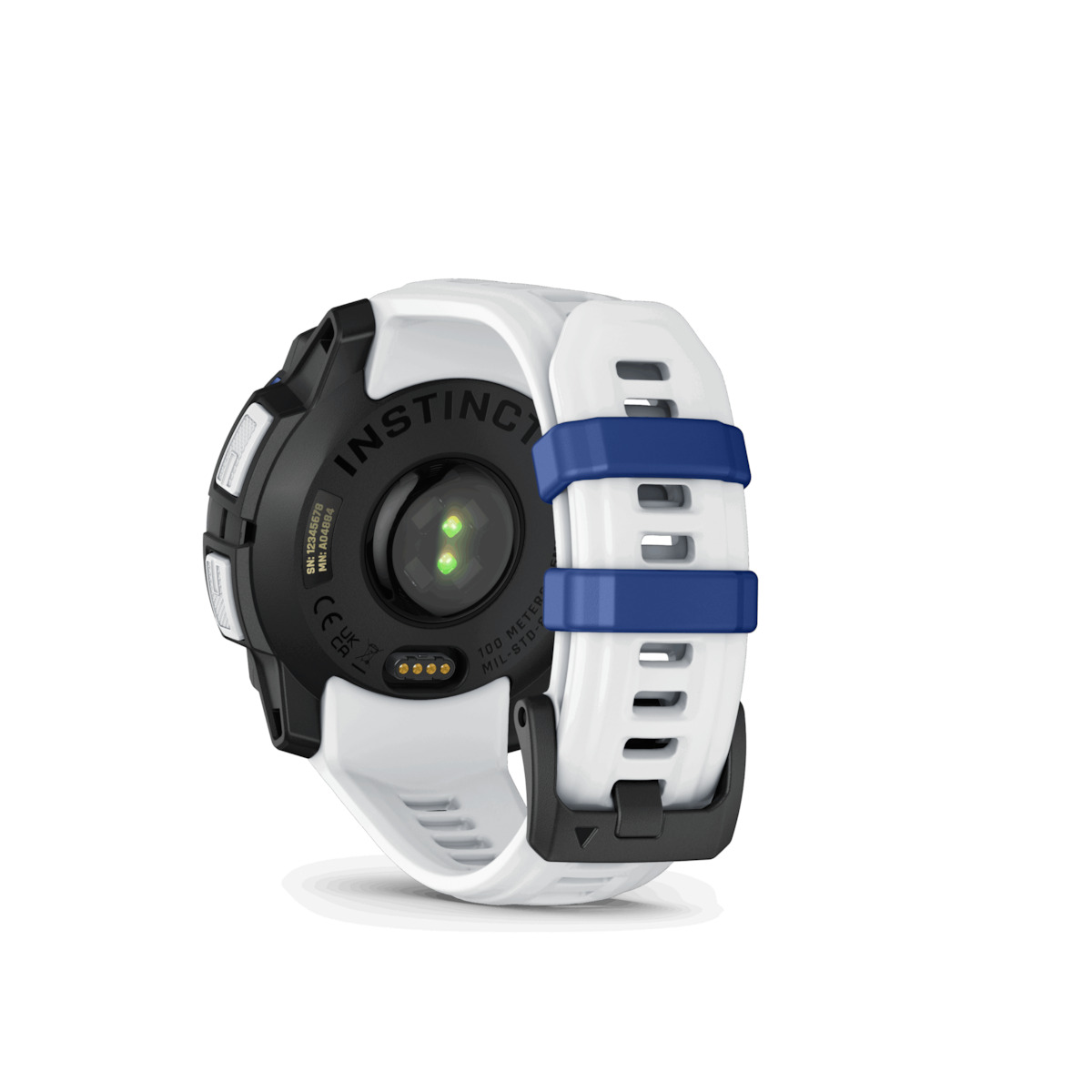 Garmin Instinct 3 Solar Aluminium 45mm Waterproof Smartwatch with Heart Rate Monitor (Whitestone and Blue Limited Edition) view 4