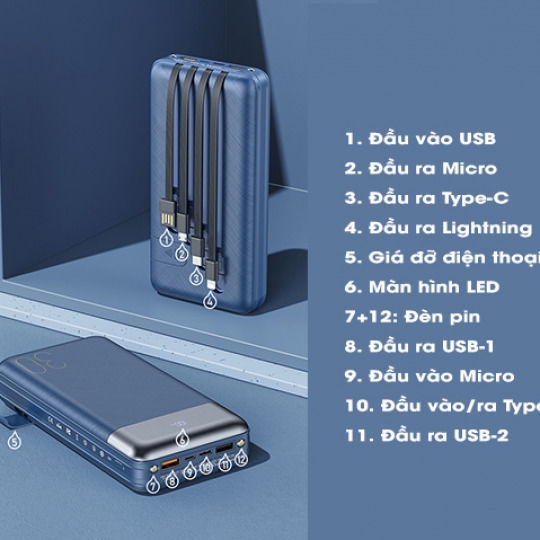 Remax RPP-199 Hunergy Series Power Bank 30000mAh 22.5W with USB-A Port Power Delivery Blue vue 3